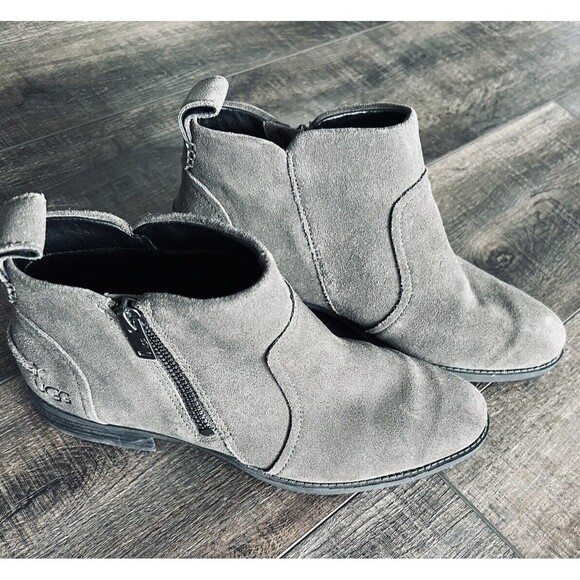 UGG Aureo Suede Side Zip Ankle Boots Olive Green Sz US 7.5/UK 5.5/UE 38.5 - Picture 2 of 13